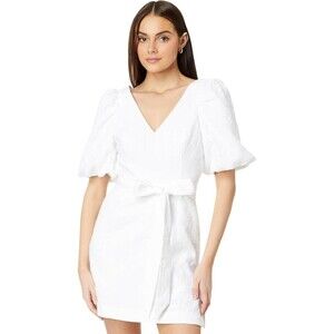 LILLY PULITZER "Kirrabelle" V-Neck Puff Sleeve Skirted Romper Dress Side Slits 4